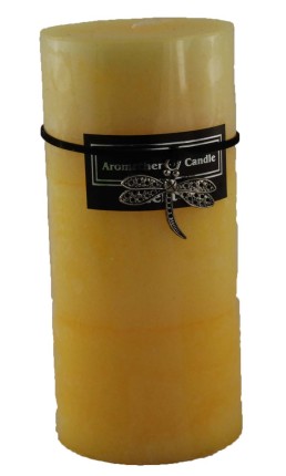 Stumpenkerze 3-fach Farbabstufung 68 x 148 mm in gelb Duft Zitrone  